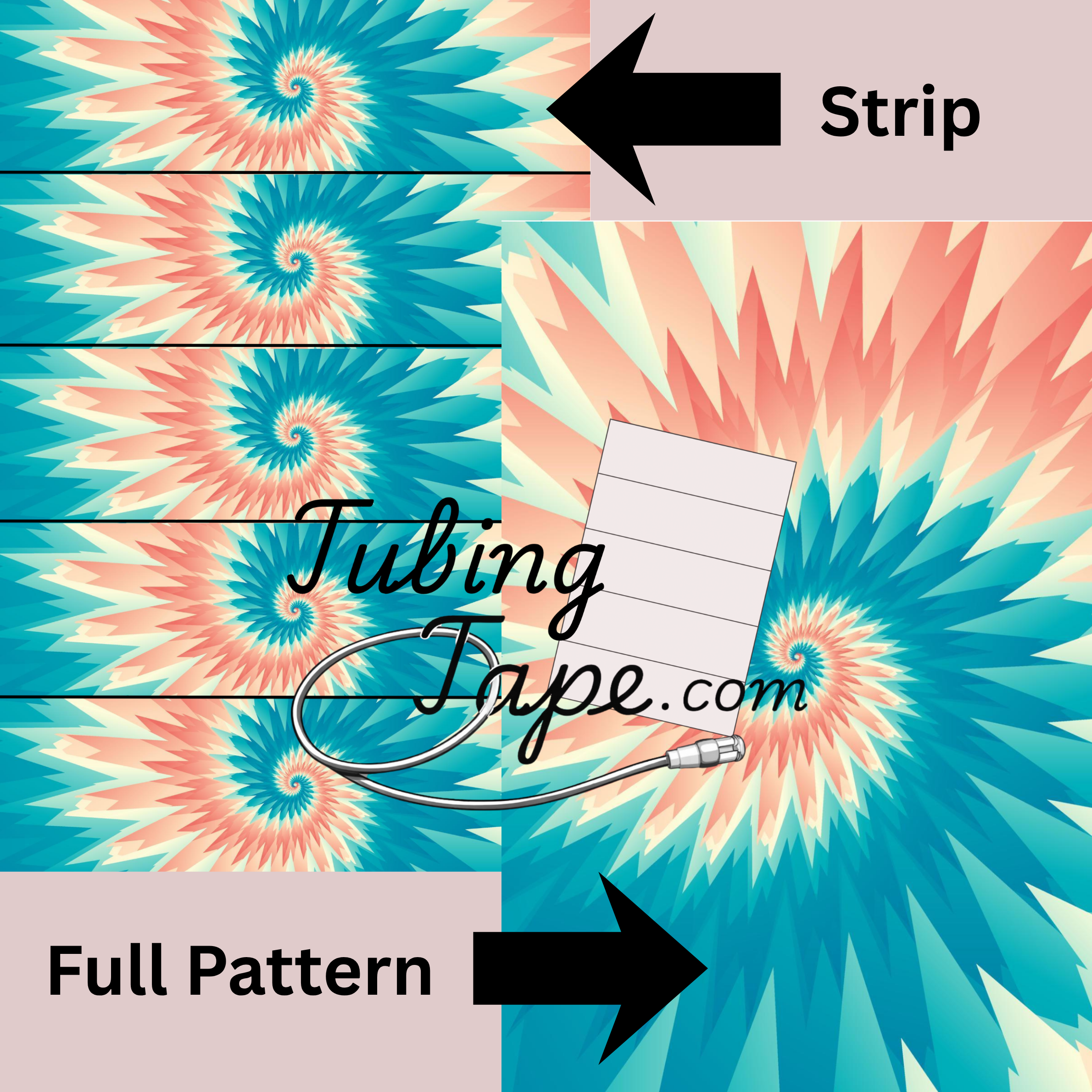 Peach/Green Tie Dye Tubing Tape Sheet