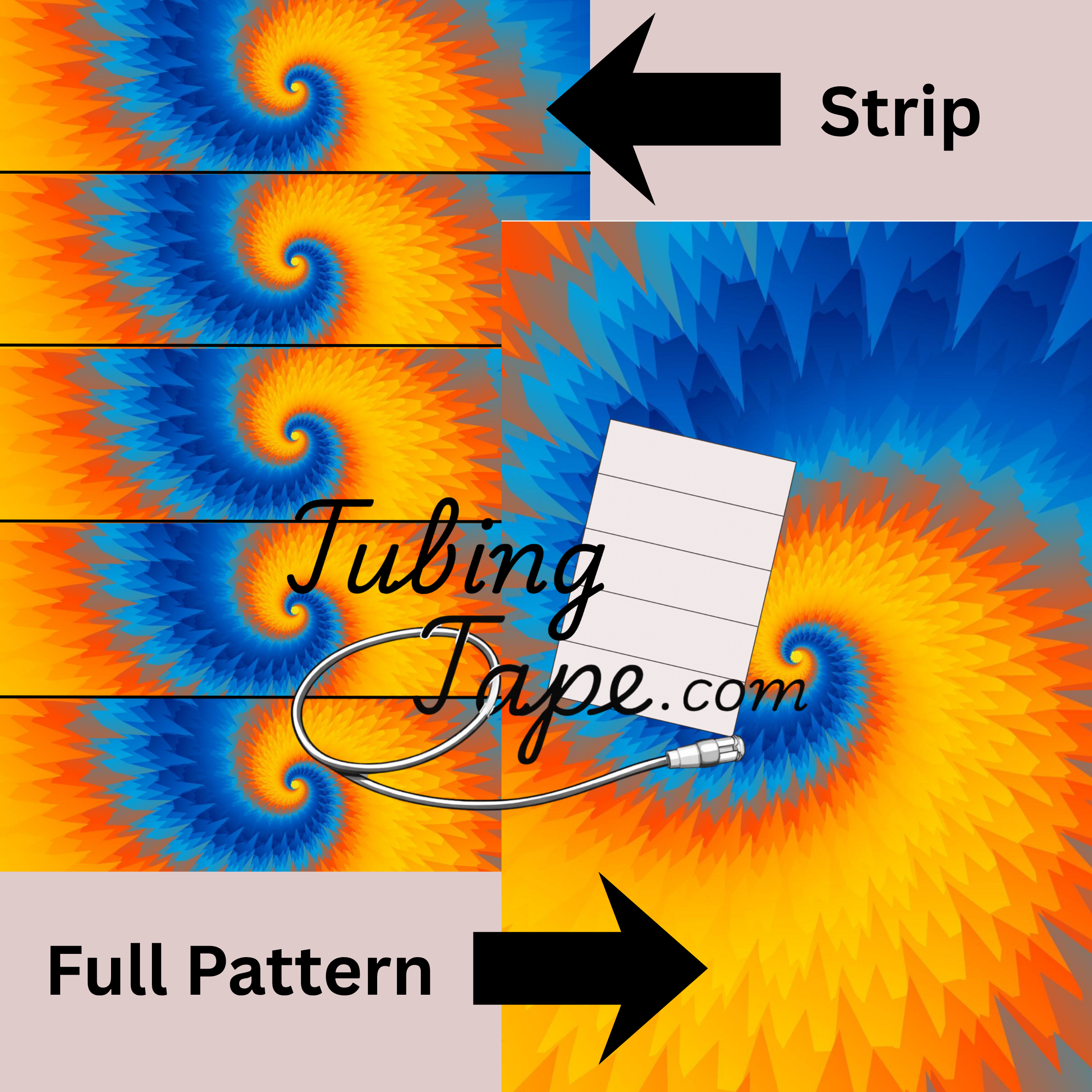 Blue/Yellow Tie Dye Tubing Tape Sheet