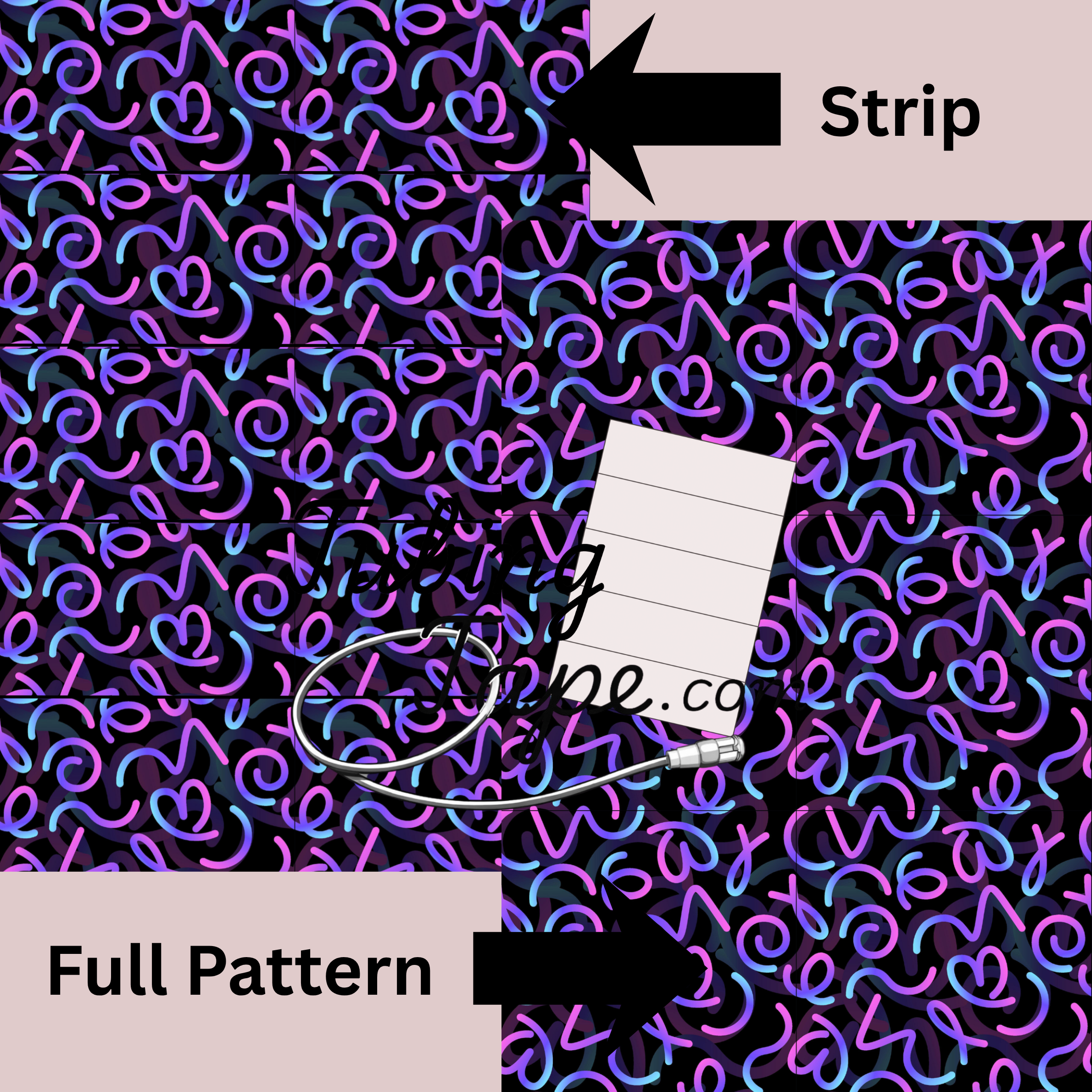 Neon Swirl Tubing Tape Sheet