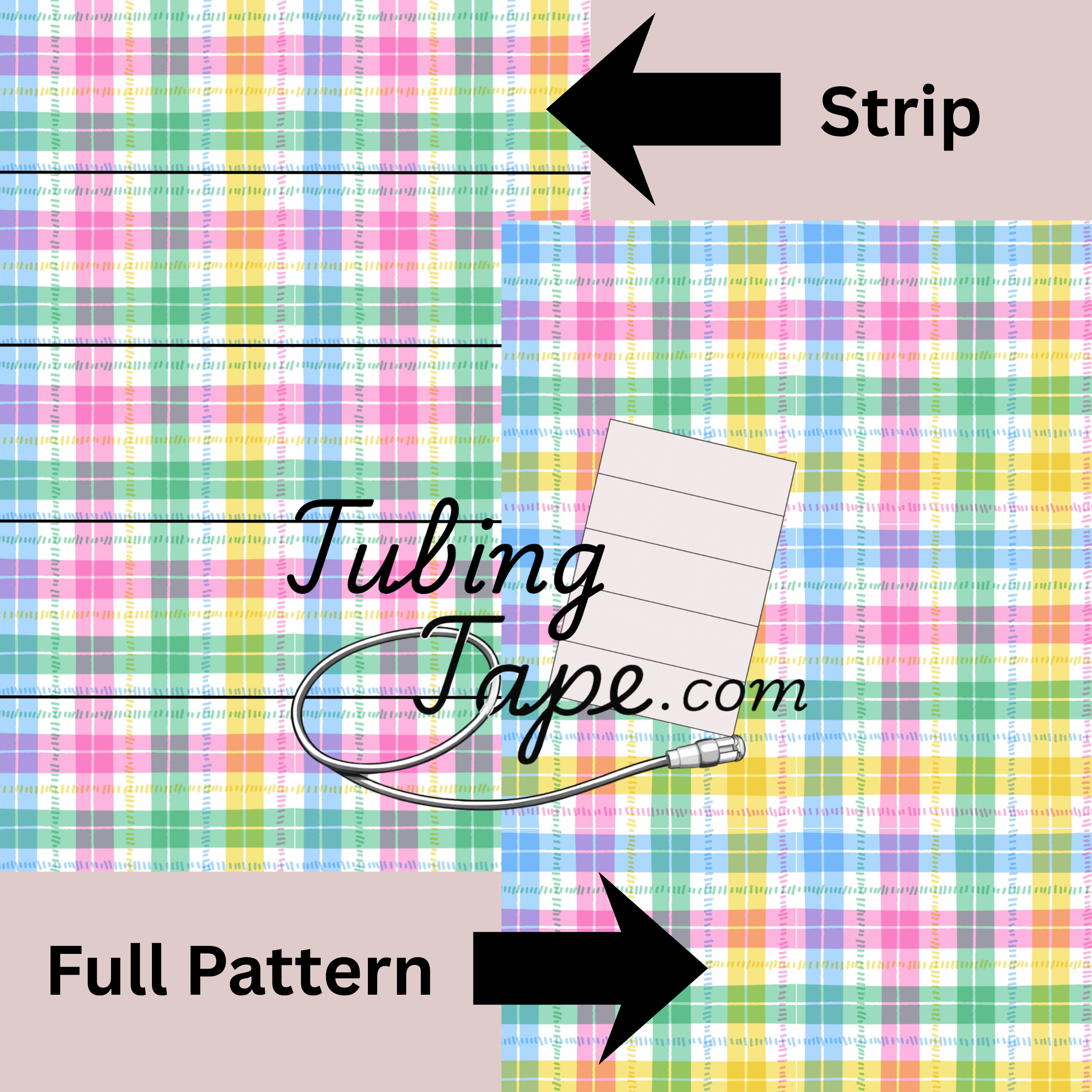 Rainbow Tartan Tubing Tape Sheet