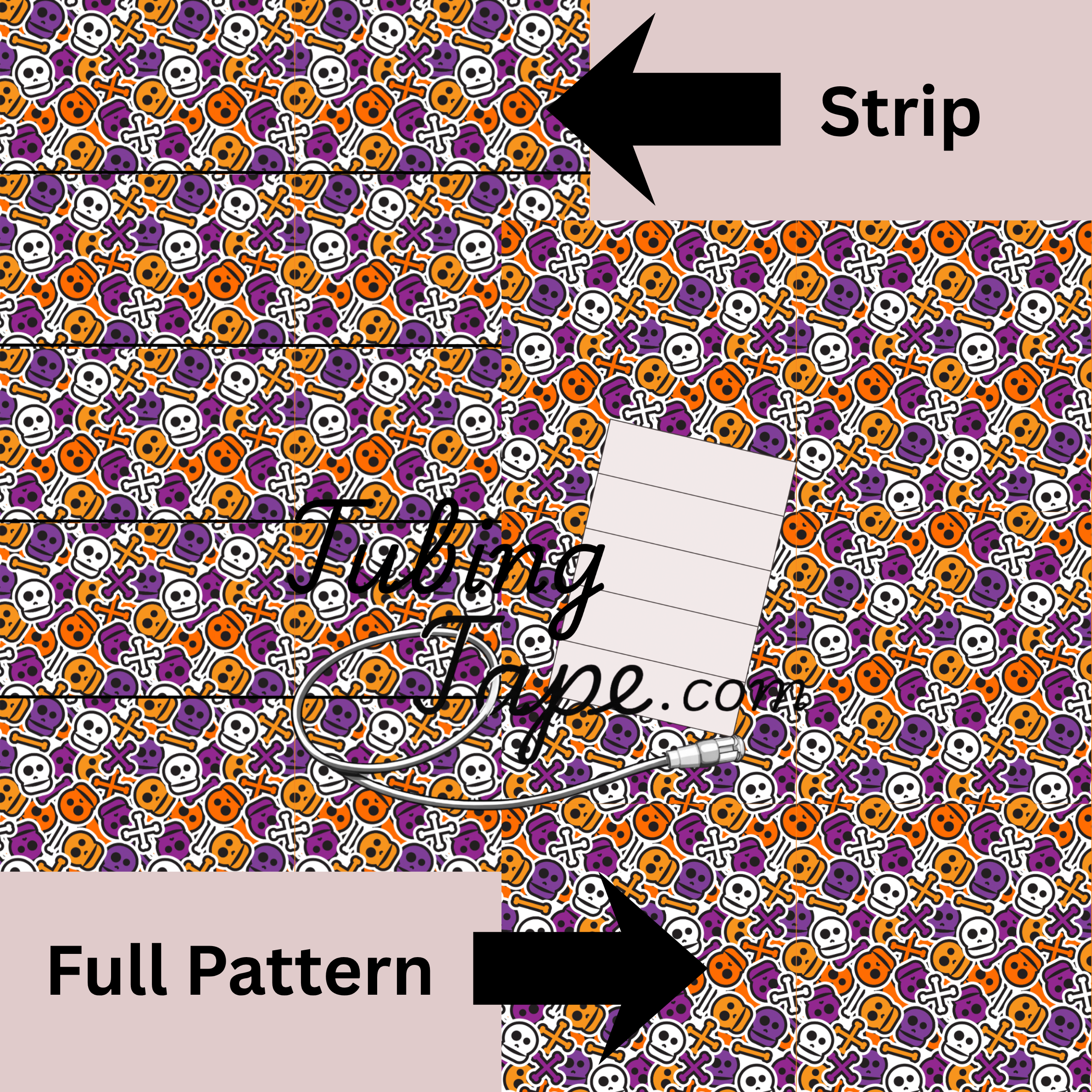 Orange & Purple Skull Tubing Tape Sheet