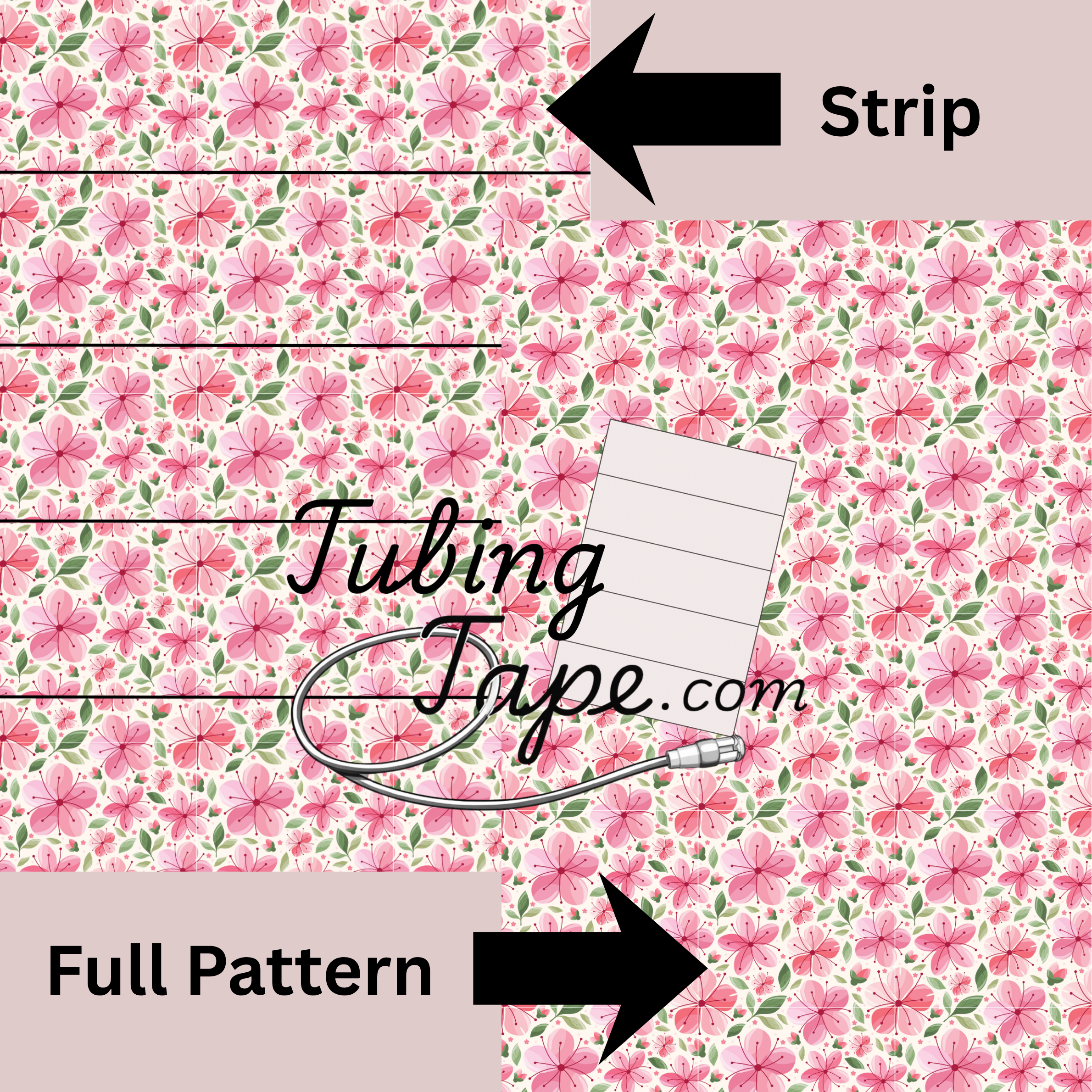 Pink Floral Tubing Tape Sheet