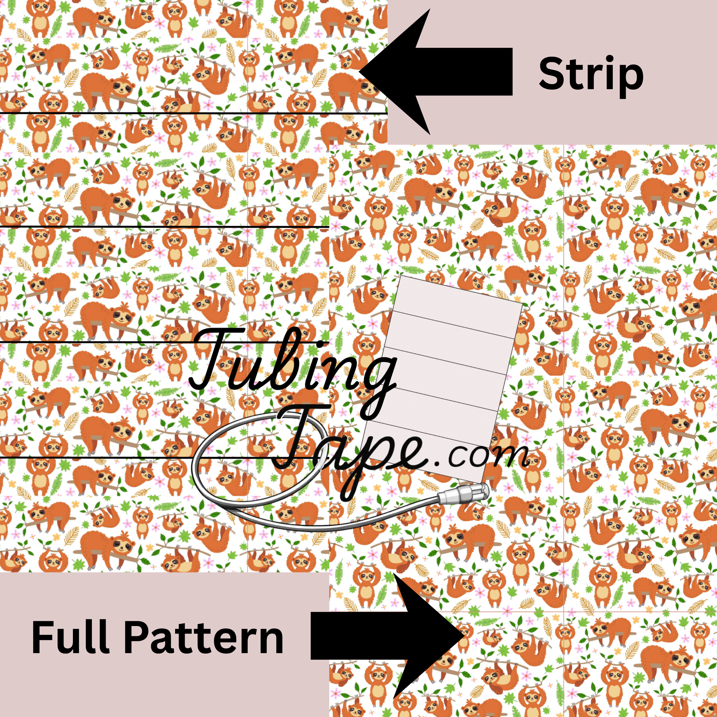 Orange Sloths Tubing Tape Sheet