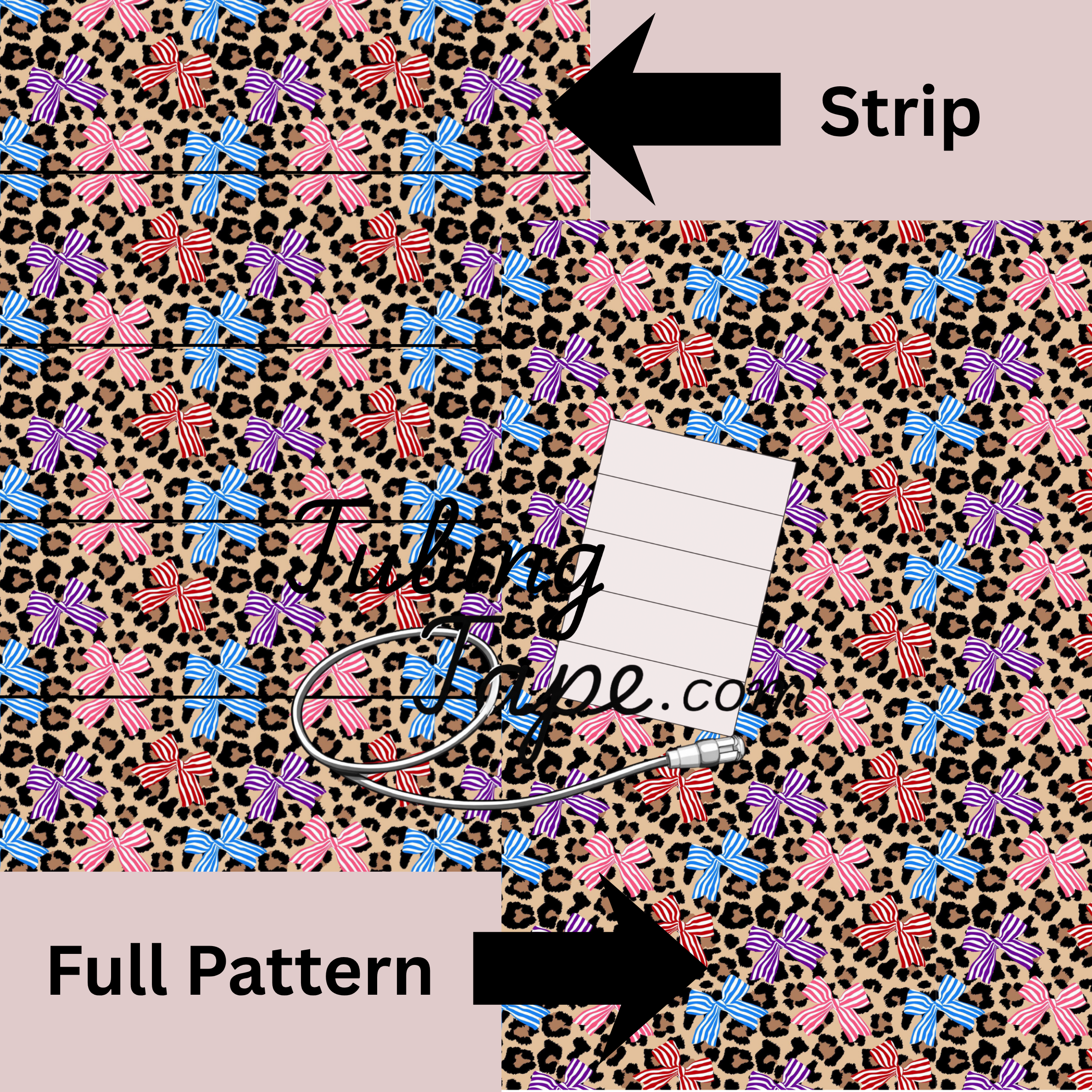 Bows/Leopard Print Tubing Tape Sheet