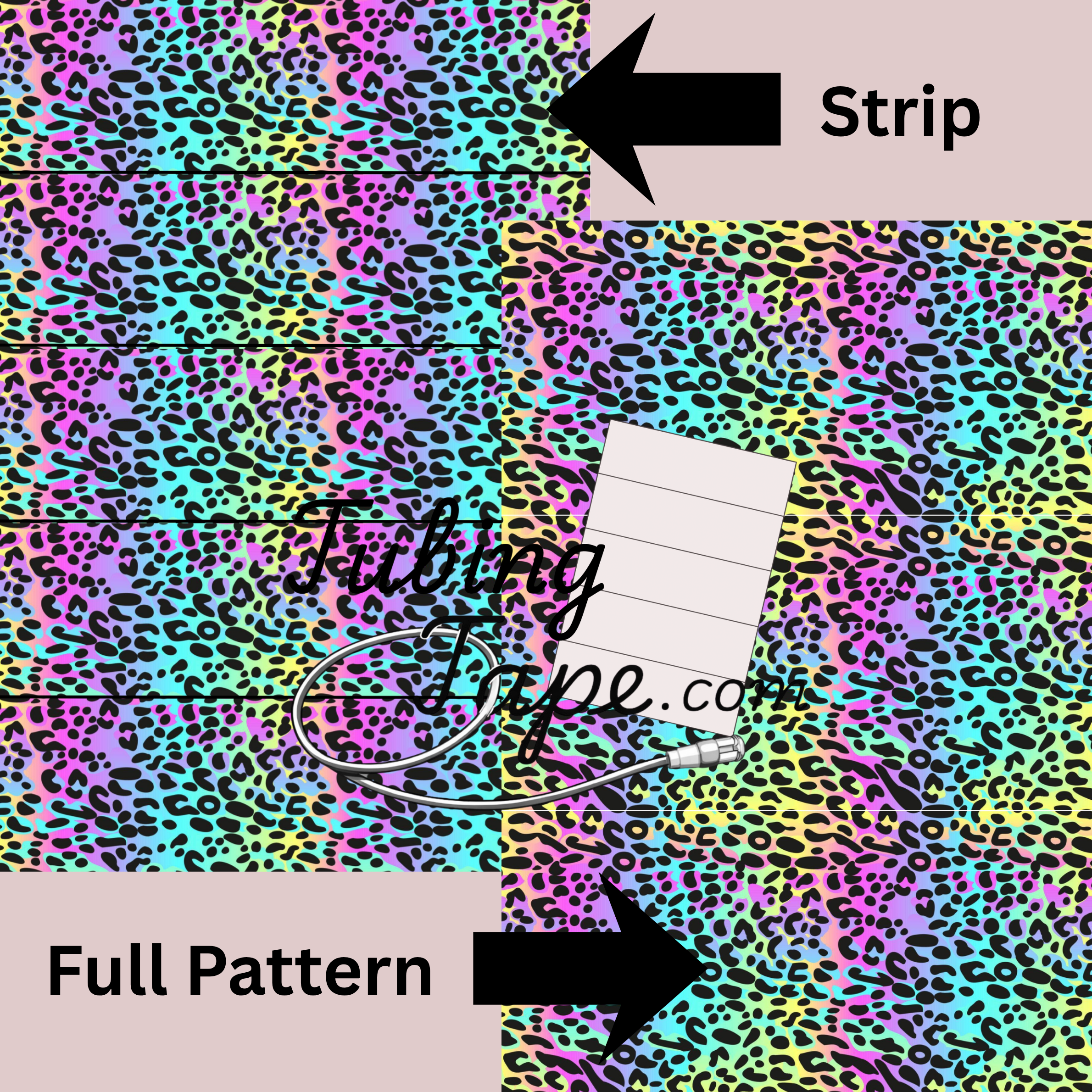 Rainbow Blend Leopard Print Tubing Tape Sheet
