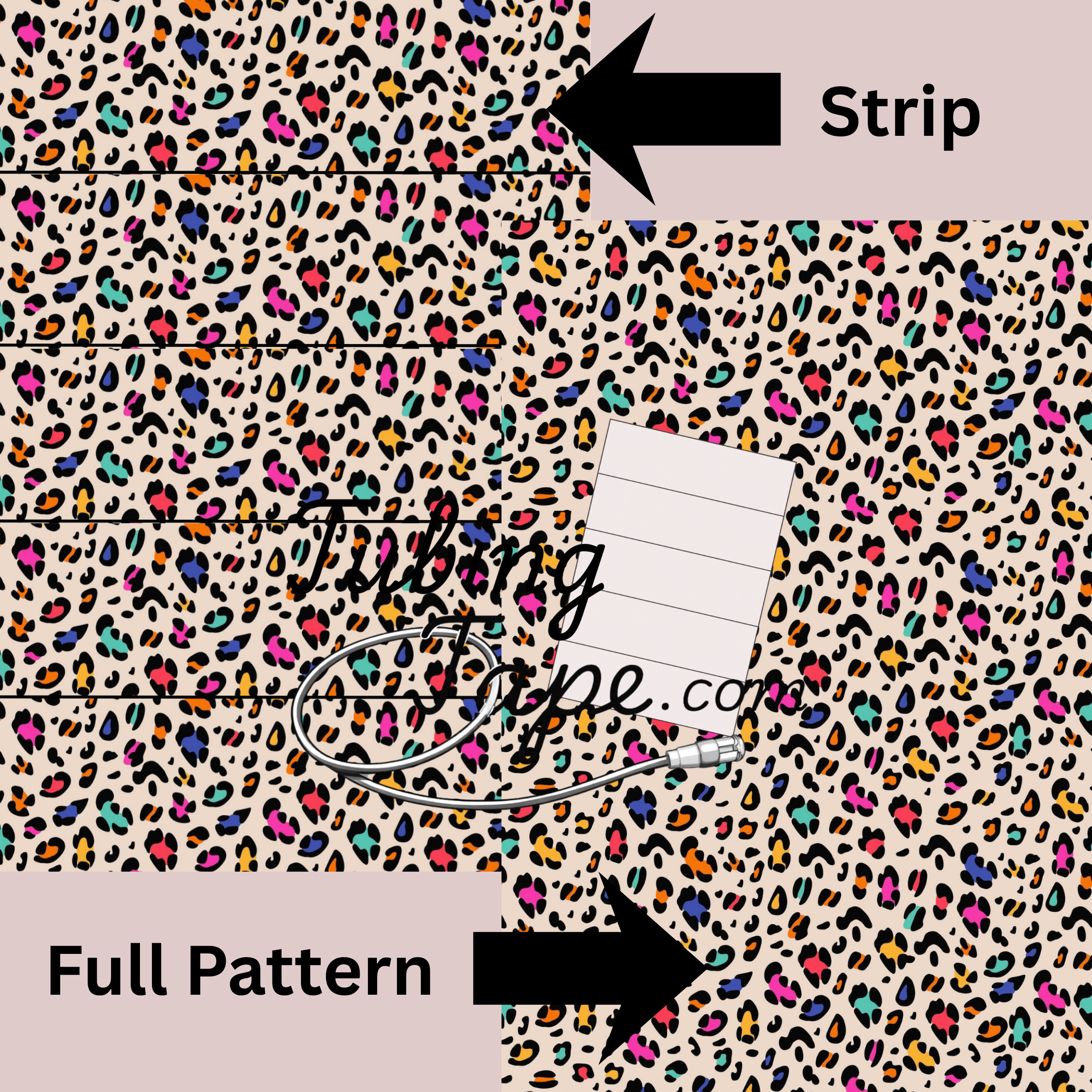 Pastel Rainbow Leopard Print Tubing Tape Sheet