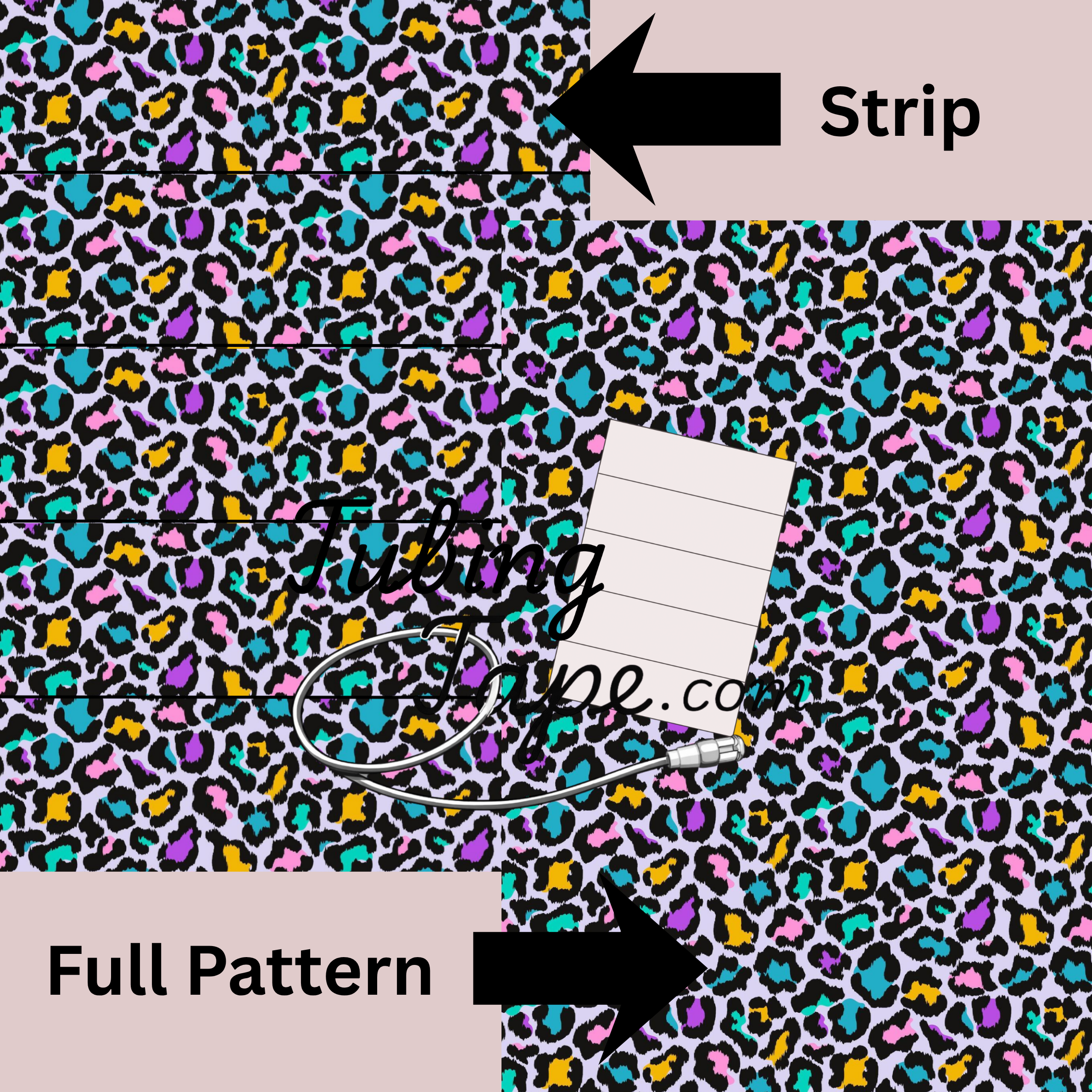 Bright Blue/Pink Leopard Print Tubing Tape Sheet