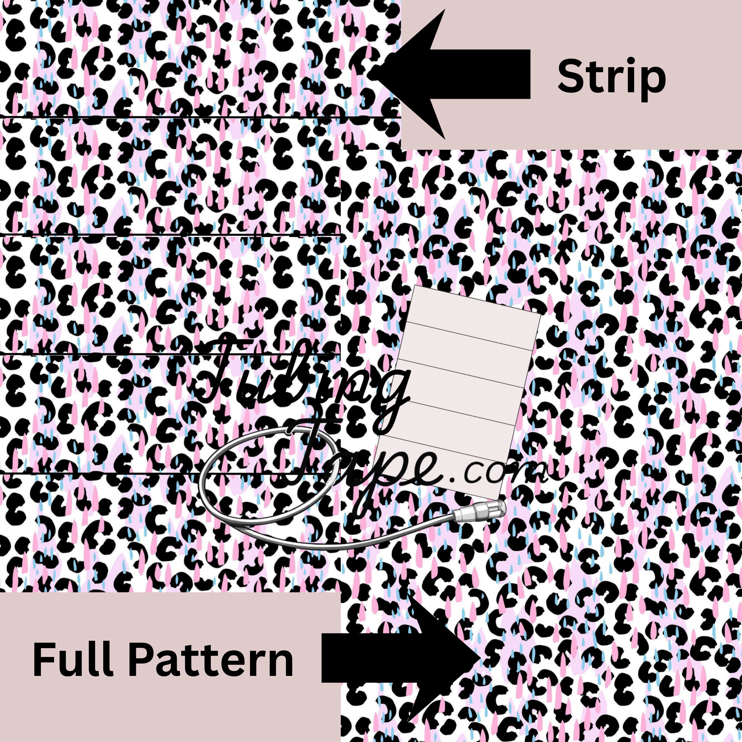 Pink Leopard Print Raindrops Tubing Tape Sheet