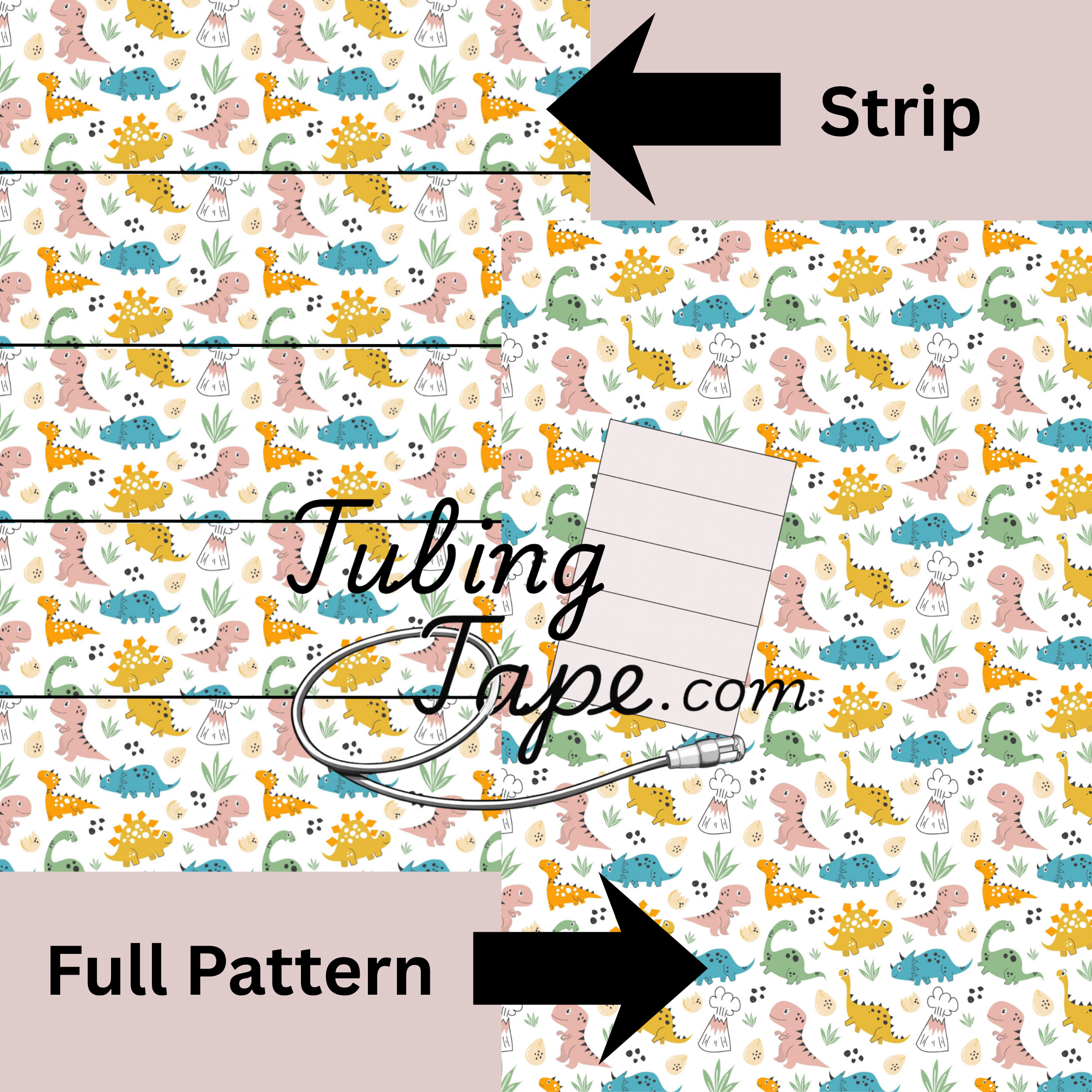 Pastel Dinosaur Tubing Tape Sheet