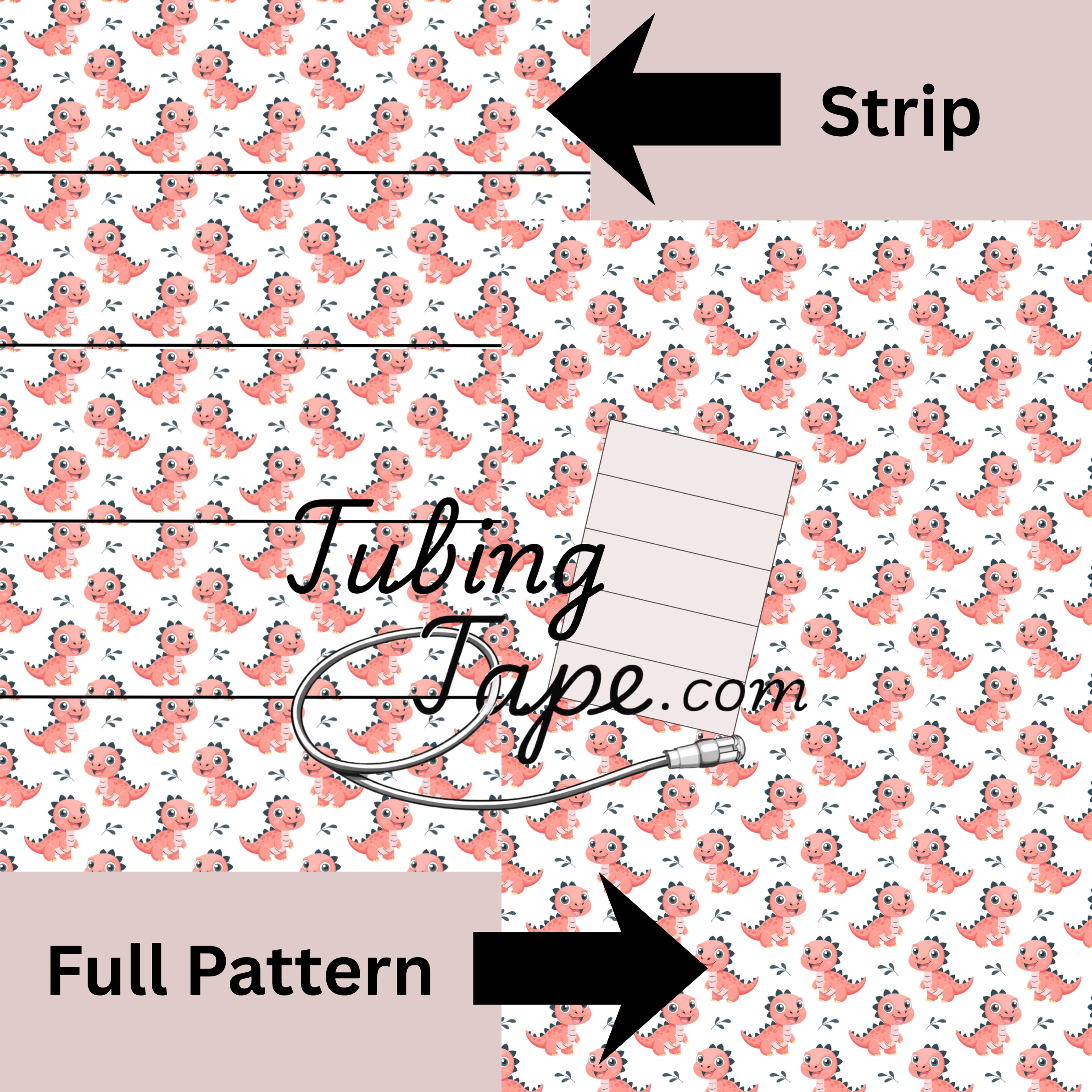 Pink Dinosaur Tubing Tape Sheet