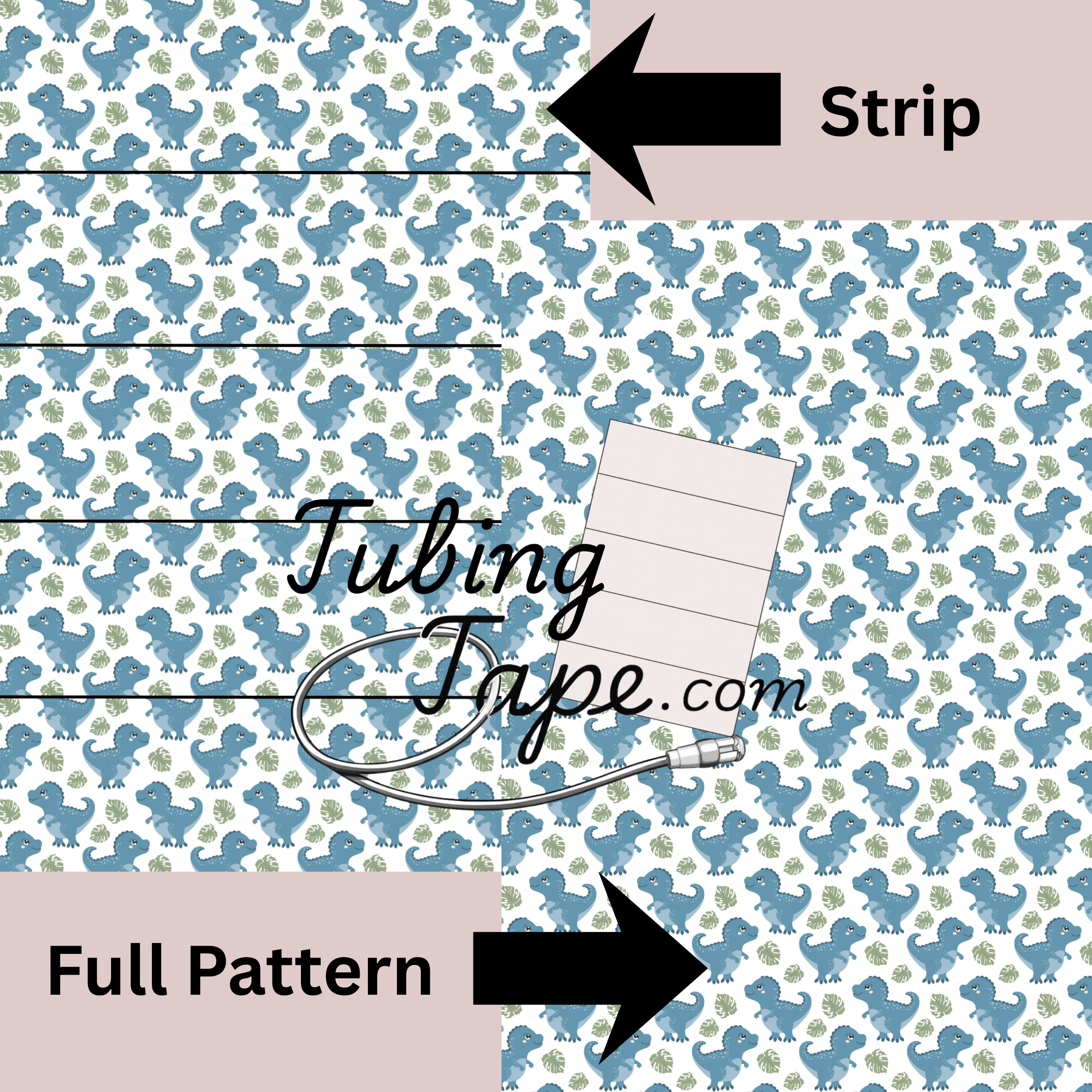 Blue T-Rex Dinosaur Tubing Tape Sheet