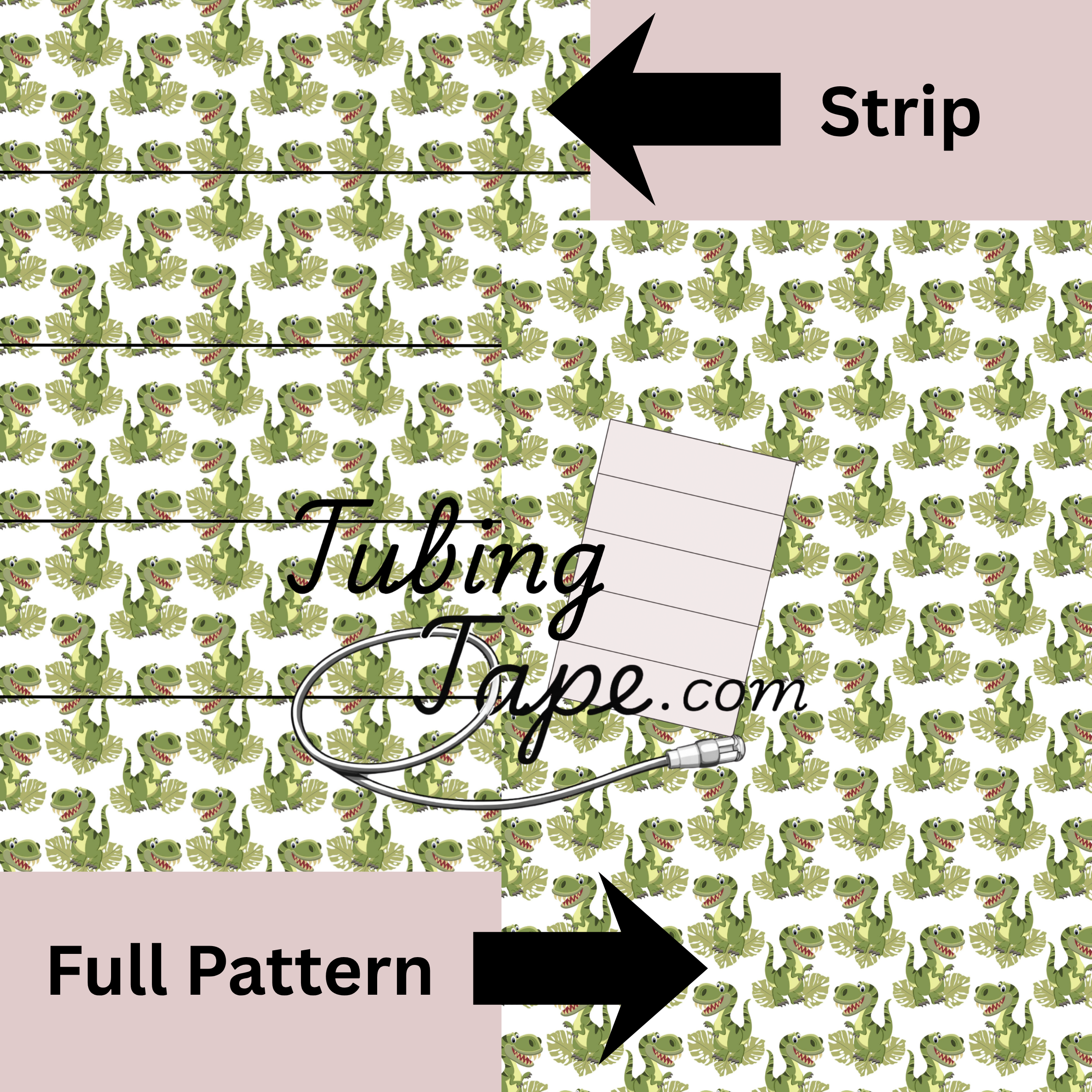 Green T-Rex Dinosaur Tubing Tape Sheet