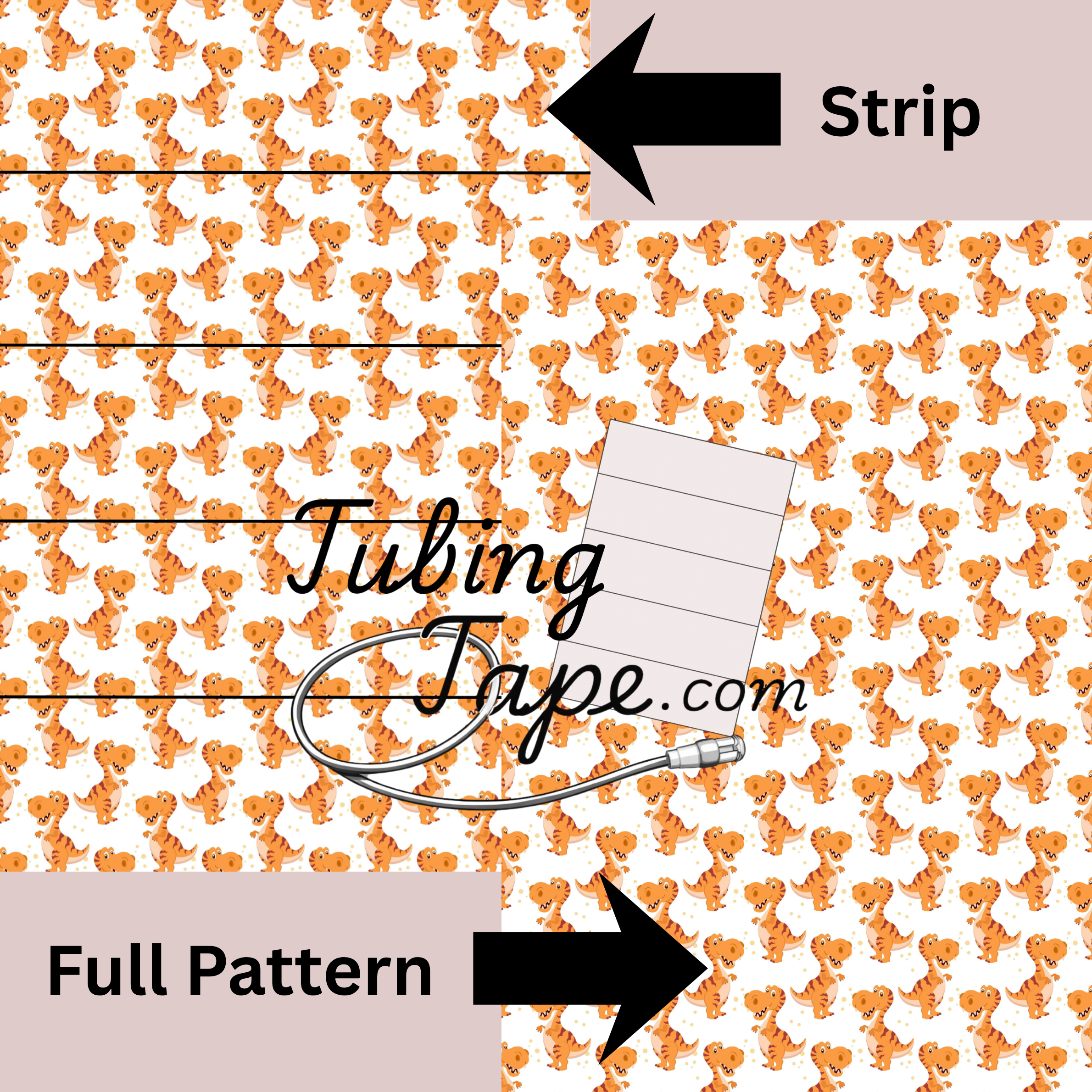 Orange T-Rex Dinosaur Tubing Tape Sheet