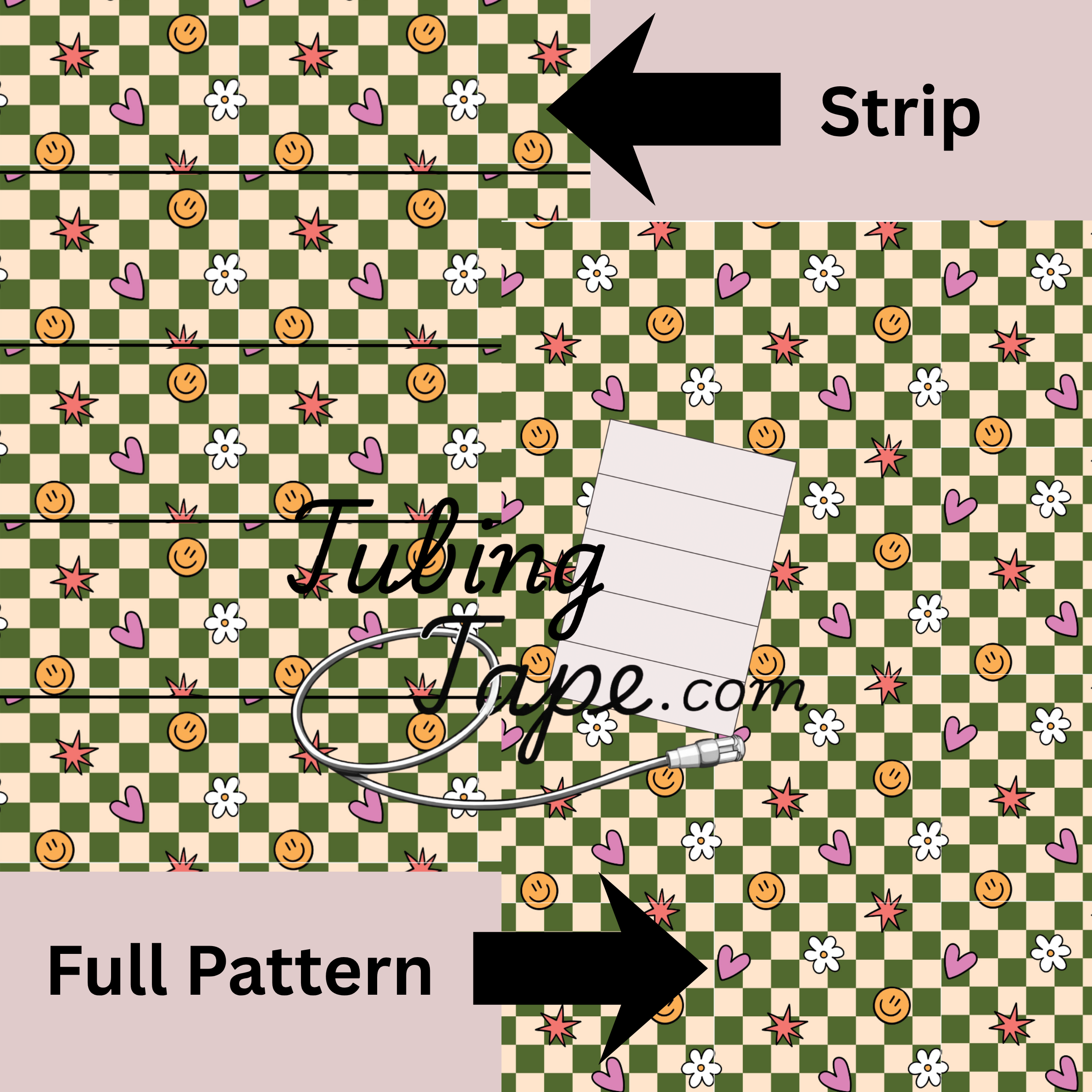 Yellow Check Retro Tubing Tape Sheet