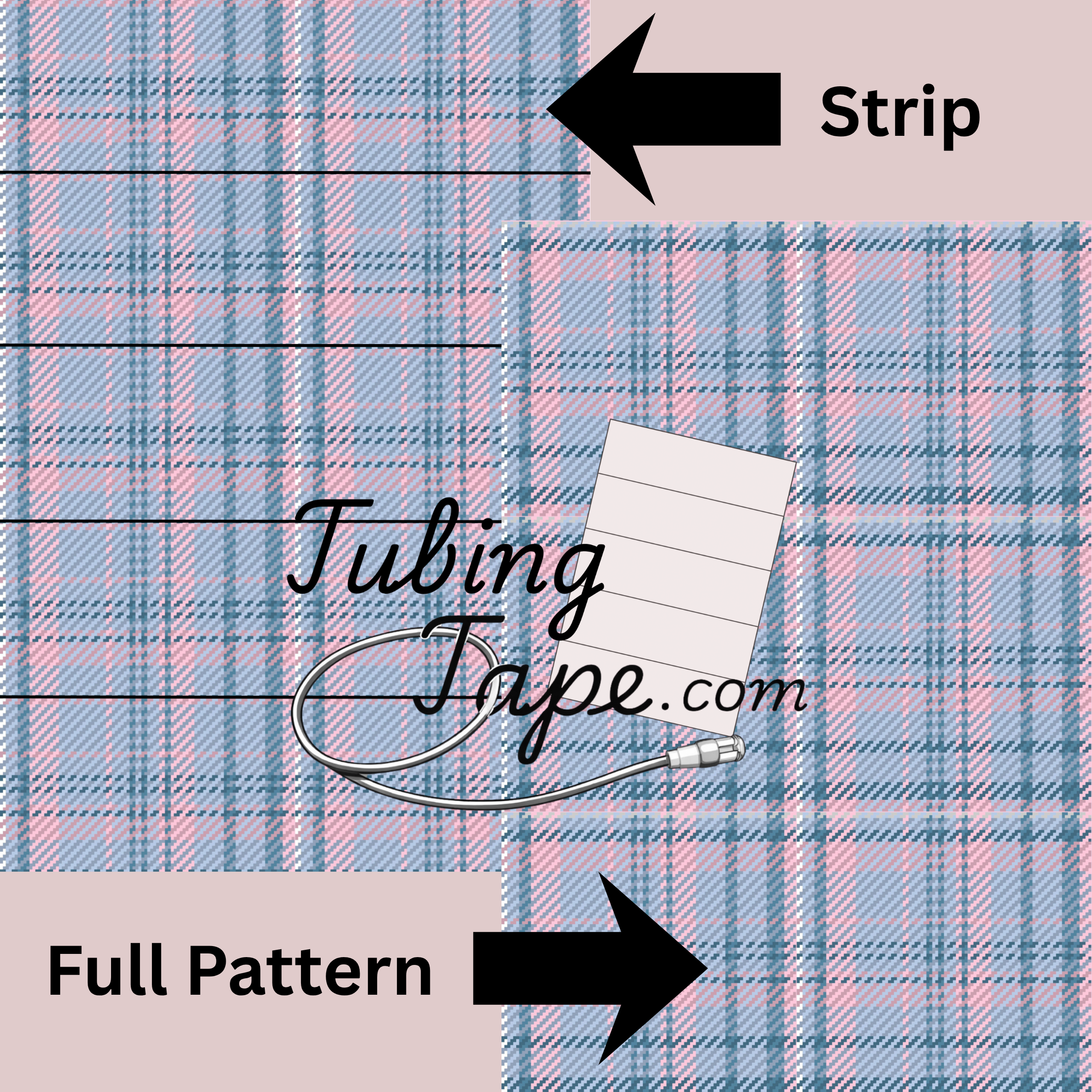 Blue/Pink Tartan Tubing Tape Sheet
