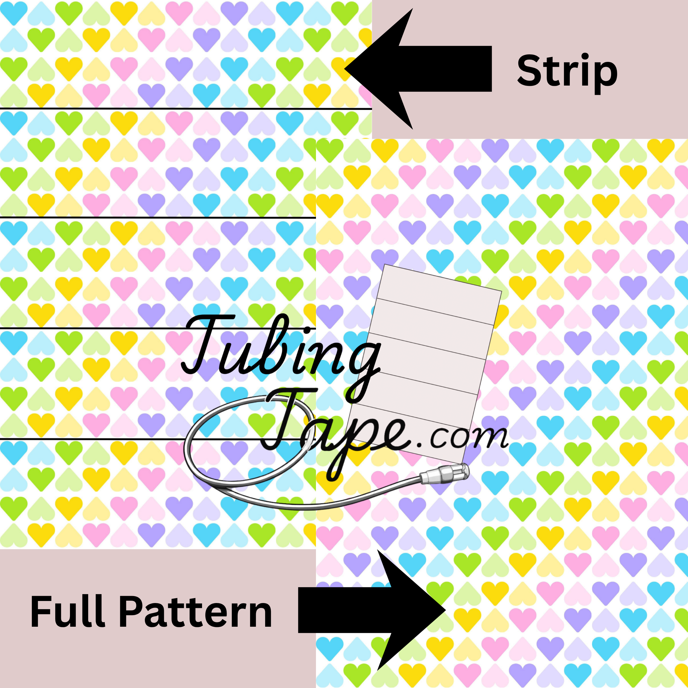 Rainbow Hearts Tubing Tape Sheet