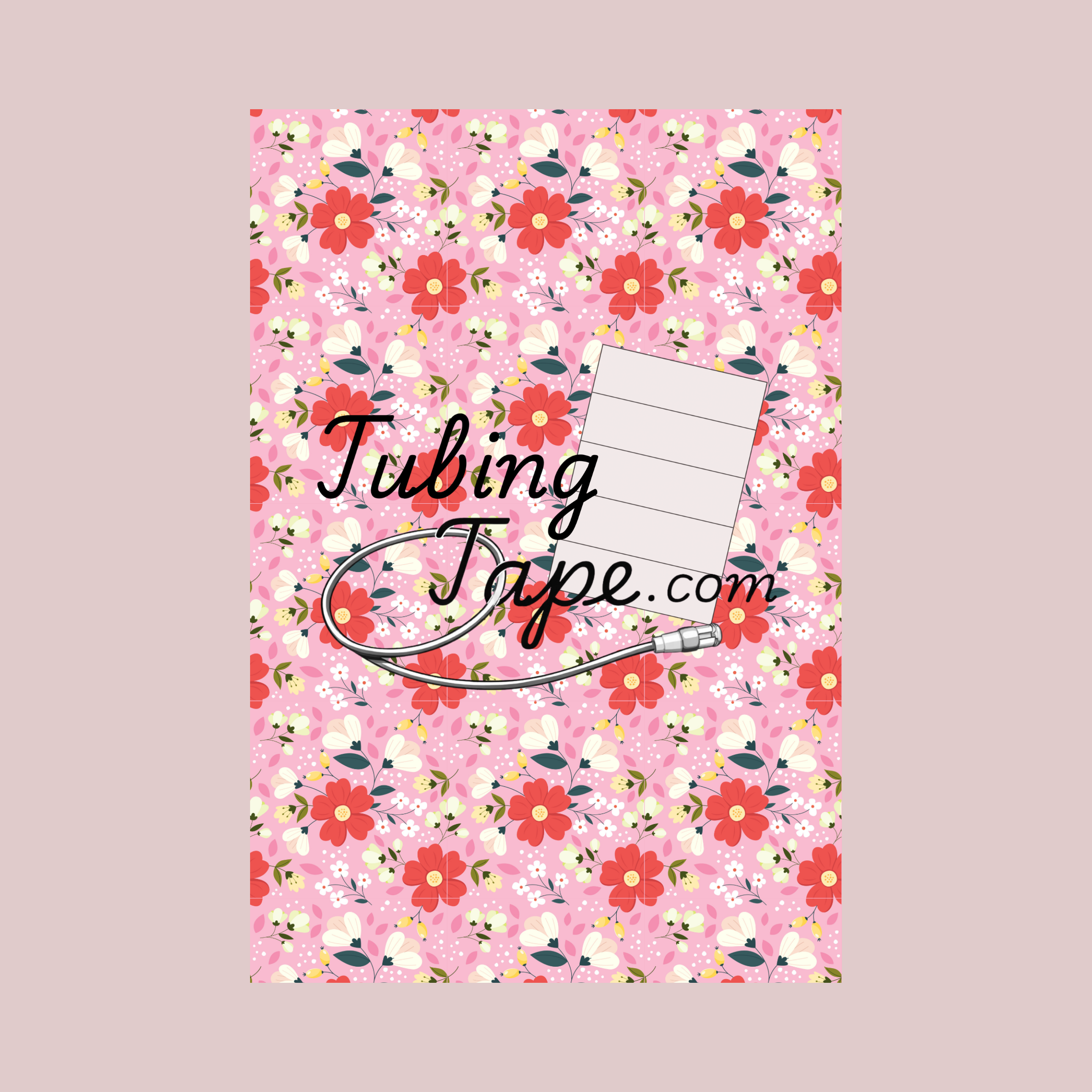Red Floral Tubing Tape Sheet