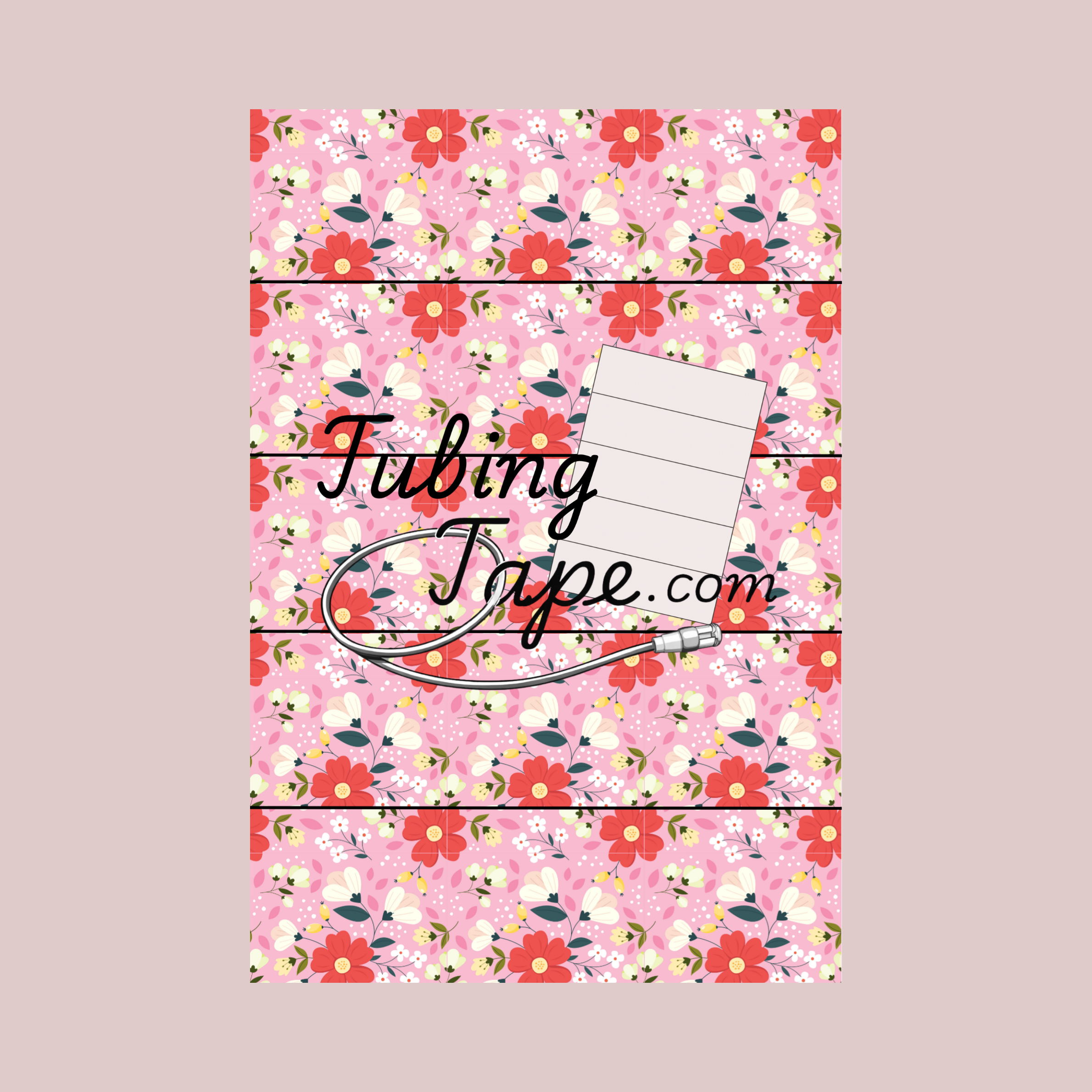 Red Floral Tubing Tape Sheet